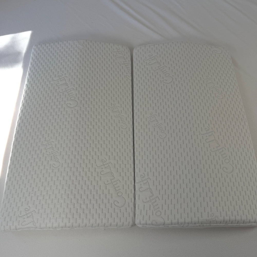 ComfiLife Memory Foam Bed Wedge Lumbar Support Pillows White Bamboo Rayon Cover